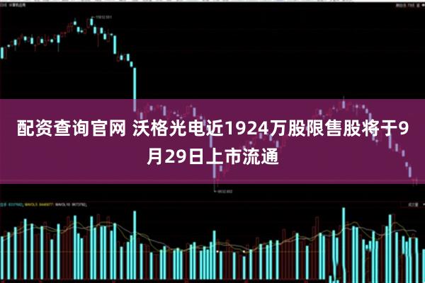 配资查询官网 沃格光电近1924万股限售股将于9月29日上市流通